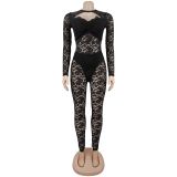 Unique Sexy Sheer Lace Form-Fitting Bodysuit