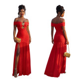 Fashionable Sexy One-Shoulder High Slit Strapless Dress