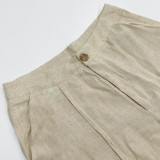 Linen Blend Sleeveless Vest Top with Wide Leg Pants Set