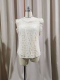 Floral Pattern Spliced Sexy Hollow Lace Top for Women