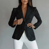 Patchwork Hollow Petal Elegant Slim-Fit Blazer with Lining