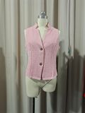 V-Neck Button Sleeveless Vest Jacket for Women