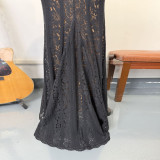 Lace Hollow-Out Off-Shoulder Bell Sleeve Bodycon Dress
