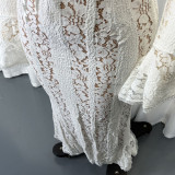 Lace Hollow-Out Off-Shoulder Bell Sleeve Bodycon Dress