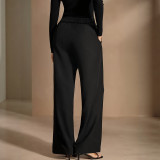 Loose Asymmetrical Woven Wide-Leg Pants