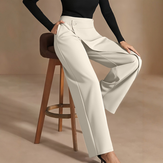 Loose Asymmetrical Woven Wide-Leg Pants