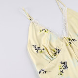 Vacation Style V-Neck Lace Cami Dress