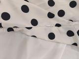 Polka Dot V-Neck Puff Sleeve Waist-Cinching Dress