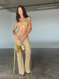Sexy Hollow Out Sequin pant and top Set