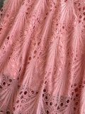 Elegant A-Line Lace Dress with Short Stand Collar