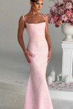 Stylish Spaghetti Strap Backless Mermaid Dress