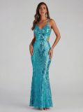 Sexy V-Neck Sequin Evening Gown