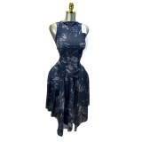 Printed Off-Shoulder Sleeveless Shirt and High-Waisted Skirt Set