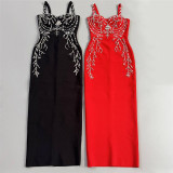 Rhinestone Strap Bandage Dress