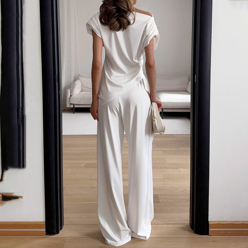 Slim Fit Vest Top and Wide Leg Pants Two-Piece Set