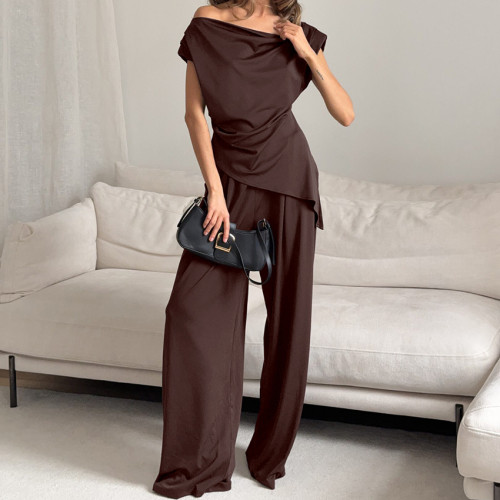 Slim Fit Vest Top and Wide Leg Pants Two-Piece Set