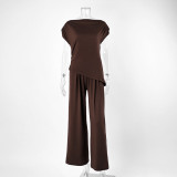 Slim Fit Vest Top and Wide Leg Pants Two-Piece Set