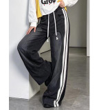 New Autumn Denim Patchwork Loose-Fit Long Sleeve Letter Print Straight Pants