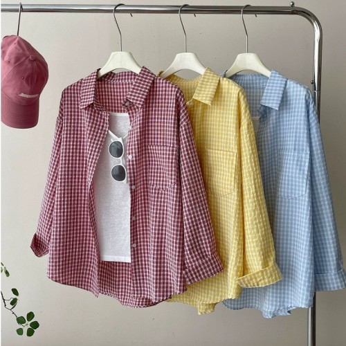 Plaid Loose-Fit Shirt for Women