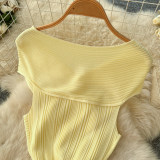 Lace Panel A-Line Knitted Sleeveless Dress