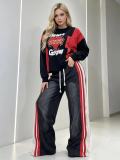 New Autumn Denim Patchwork Loose-Fit Long Sleeve Letter Print Straight Pants
