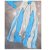 Letter Patchwork Color-Blocked Straight Pants with Drawstring Long Sleeve Top