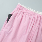 Cotton Striped Shirt and Tie-Waist Pants Two-Piece Set