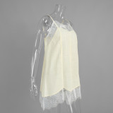 Lace Spliced Cami Dress with Lace Trim