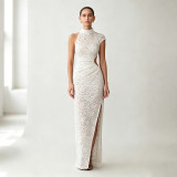 Fashionable Lace Split Dress