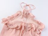 Stylish 3D Floral Ruffled Chiffon Maxi Dress
