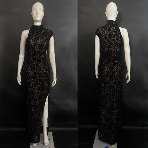 Fashionable Lace Split Dress