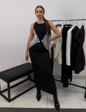 Trendy Halter Neck Lace-Trimmed Backless Long Dress