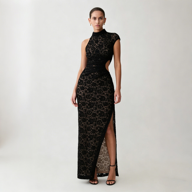 Fashionable Lace Split Dress
