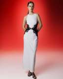 Trendy Halter Neck Lace-Trimmed Backless Long Dress