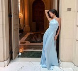 Sensual Satin Strap Dress with Backless Design for a Vacation Vibe