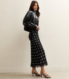 Trendy Lace-Trimmed Polka Dot High-Waisted Midi Skirt