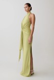 Fashionable Halter Neck Knitted Bodycon Dress with Side Split and Backless Design