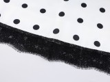 Trendy Lace-Trimmed Polka Dot High-Waisted Midi Skirt