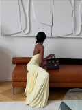 Halter Neck Backless Ruched Bodycon Dress