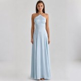 Sensual Satin Strap Dress with Backless Design for a Vacation Vibe