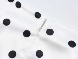 Trendy Lace-Trimmed Polka Dot High-Waisted Midi Skirt