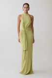 Fashionable Halter Neck Knitted Bodycon Dress with Side Split and Backless Design
