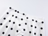 Trendy Lace-Trimmed Polka Dot High-Waisted Midi Skirt