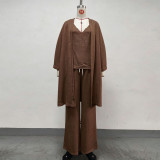 Loose comfortable casual solid color regular cotton three-piece set