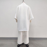 Loose comfortable casual solid color regular cotton three-piece set