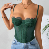 Sheer Straps Seductive Lace-Trimmed Fishbone Shaping Women's Bra Bodysuit