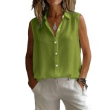 Casual Collared Sleeveless Shirt