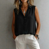 Casual Collared Sleeveless Shirt