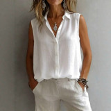 Casual Collared Sleeveless Shirt