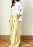 High-Waisted Pleated Casual Wide-Leg Trousers